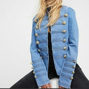 Free People military denim jacket